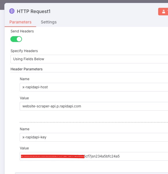 Api call in n8n key